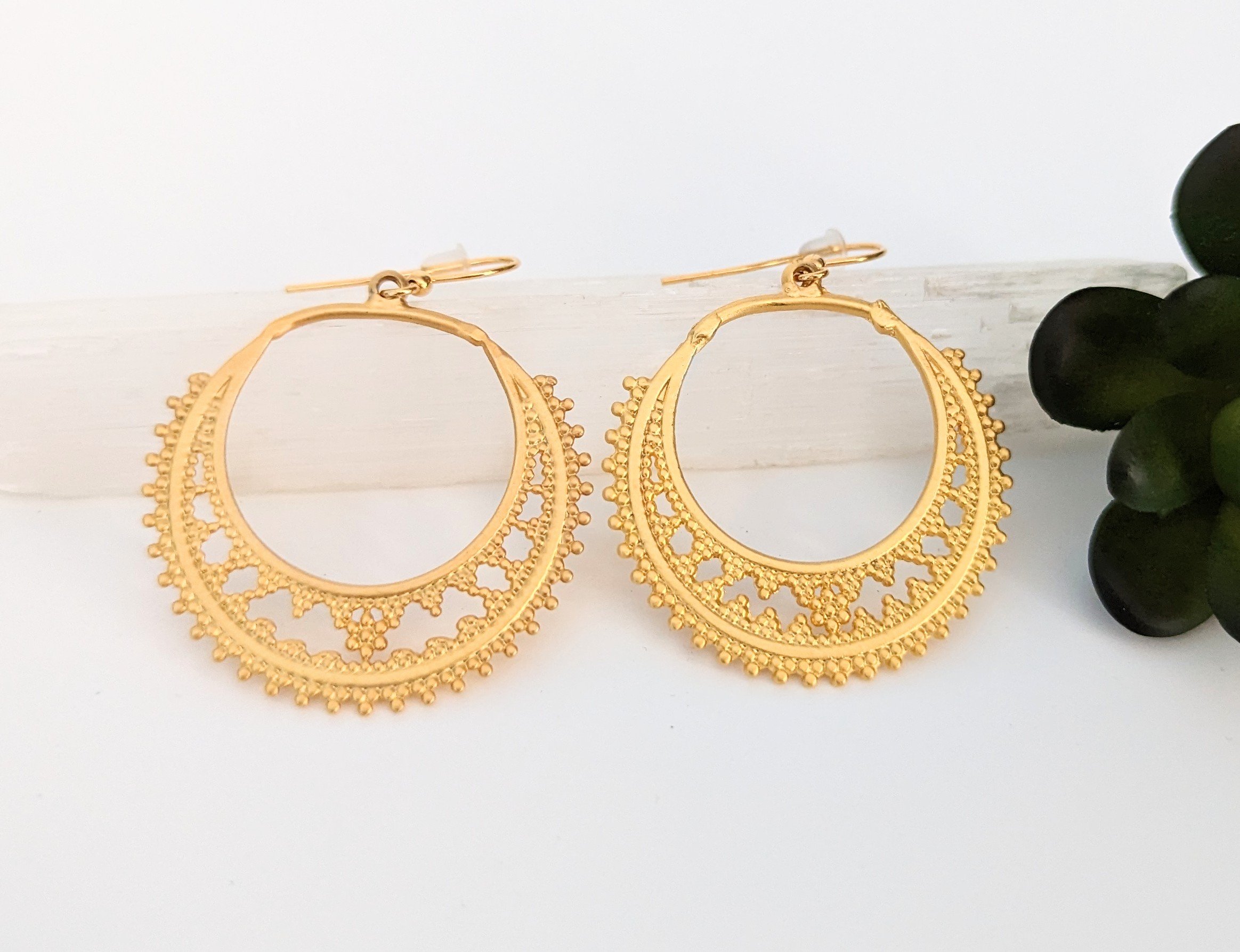 Dotted Hoop Gold Earrings – Bliss Vibez